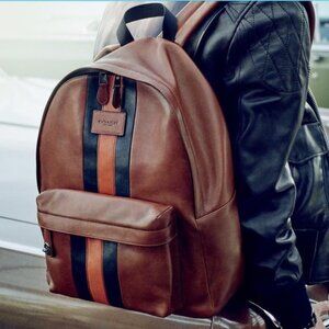 Genuine Coach Men's Patch Brown Black Leather Backpack